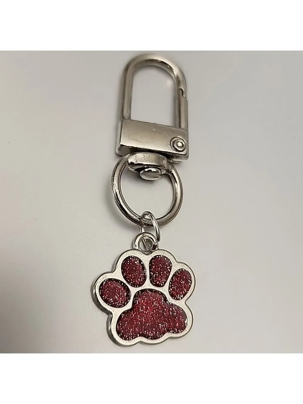 Sparkle Paw Print  ZIPPER Pull purse charm Or Charm bracelet Lobster claw
